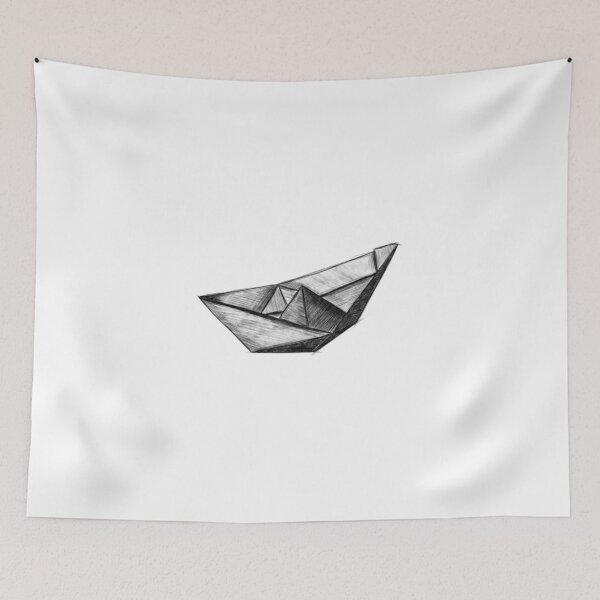 Item preview, Hand-Drawn Origami Paper Boat Sketch designed and sold by holdmeras.