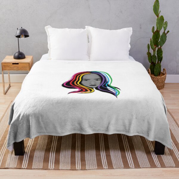 Item preview, Rainbow Hair Woman — Colorful Portrait Art Print, Bold Feminine Illustration designed and sold by holdmeras.