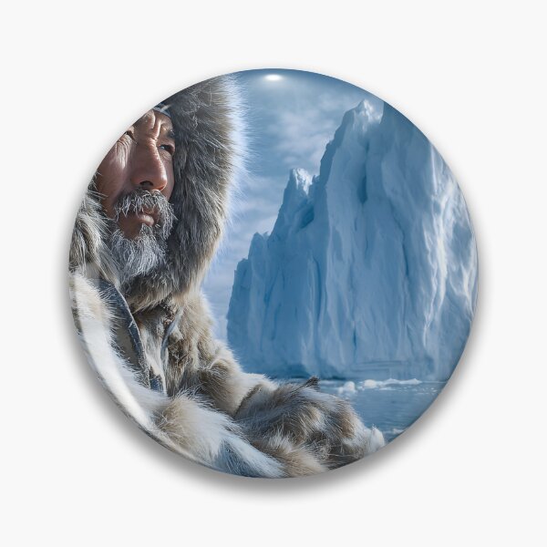Item preview, Elder in Fur Outfit Beside Majestic Iceberg designed and sold by Artessie.