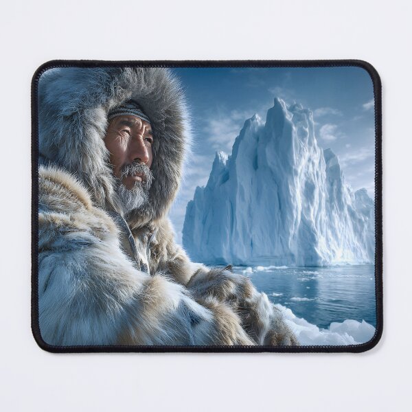 Item preview, Elder in Fur Outfit Beside Majestic Iceberg designed and sold by Artessie.