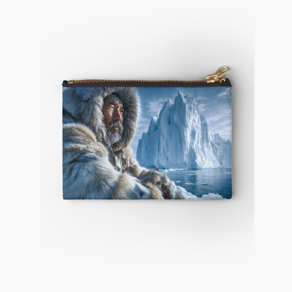 Item preview, Elder in Fur Outfit Beside Majestic Iceberg designed and sold by Artessie.