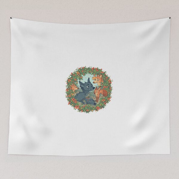 Item preview, Cute Woodland Fox Friends Floral Wreath Sticker  designed and sold by Shivamartwark.