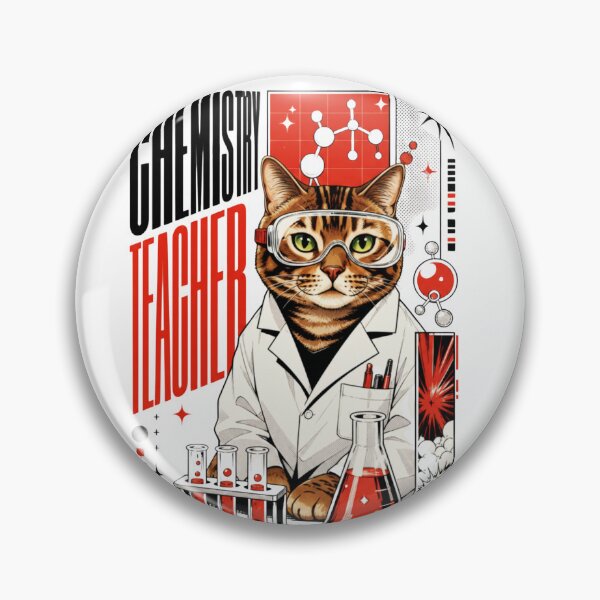 Item preview, Chemistry Teacher Cat Graphic Poster T-Shirt | Funny Science Professor Cat STEM Teacher Gift Modern Red Black Art designed and sold by illeN-Art-World.