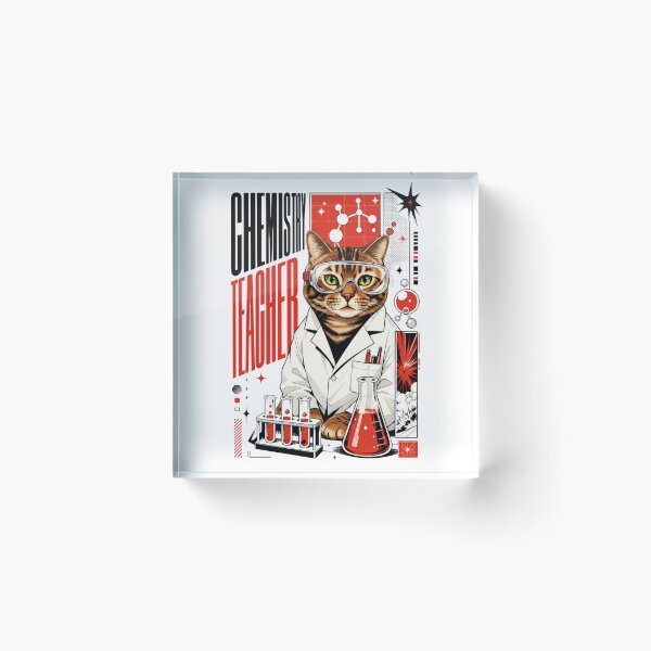 Item preview, Chemistry Teacher Cat Graphic Poster T-Shirt | Funny Science Professor Cat STEM Teacher Gift Modern Red Black Art designed and sold by illeN-Art-World.