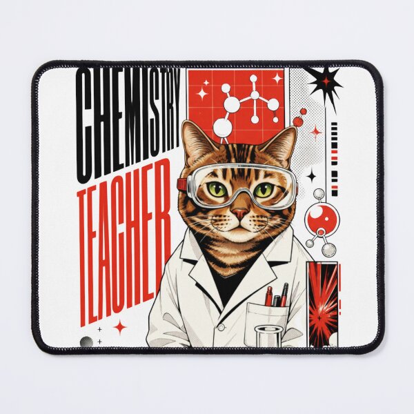 Item preview, Chemistry Teacher Cat Graphic Poster T-Shirt | Funny Science Professor Cat STEM Teacher Gift Modern Red Black Art designed and sold by illeN-Art-World.