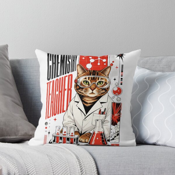 Item preview, Chemistry Teacher Cat Graphic Poster T-Shirt | Funny Science Professor Cat STEM Teacher Gift Modern Red Black Art designed and sold by illeN-Art-World.