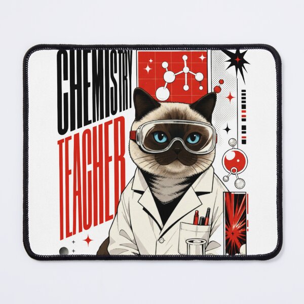 Item preview, Chemistry Teacher Siamese Cat Graphic Poster T-Shirt | Funny Science Professor Cat STEM Teacher Gift Modern Red Black Art designed and sold by illeN-Art-World.