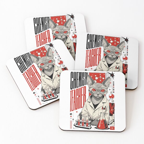 Item preview, Chemistry Teacher Sphynx Cat Graphic Poster T-Shirt | Funny Science Professor Cat STEM Teacher Gift Modern Red Black Art designed and sold by illeN-Art-World.