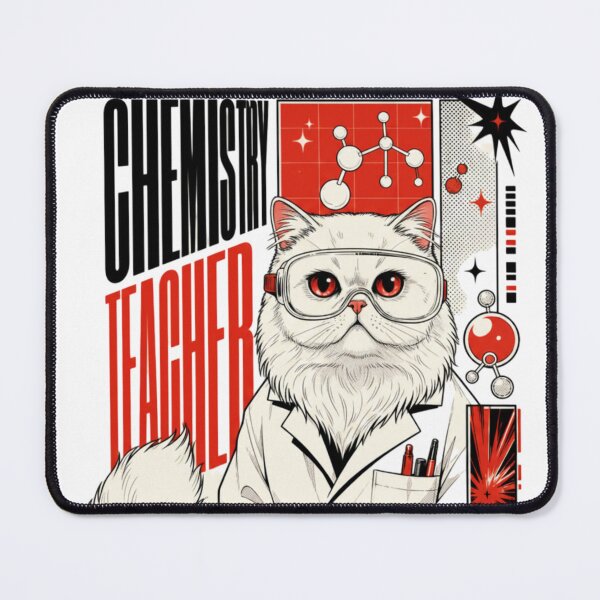 Item preview, Chemistry Teacher Persian Cat Graphic Poster T-Shirt | Funny Science Professor Cat STEM Teacher Gift Modern Red Black Art designed and sold by illeN-Art-World.