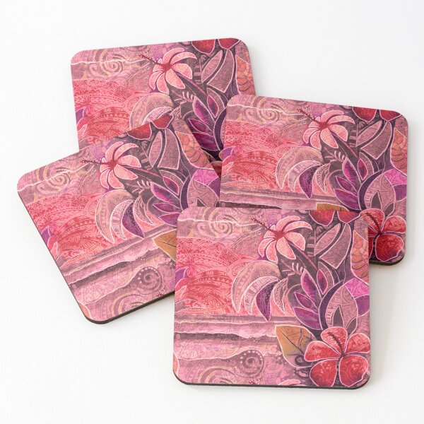 Item preview, Hawaiian Red Sunset Abstract - Tropical Floral, Ocean & Sky Art designed and sold by sunnthreads.