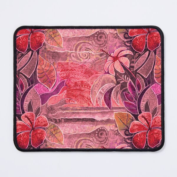 Item preview, Hawaiian Red Sunset Abstract - Tropical Floral, Ocean & Sky Art designed and sold by sunnthreads.