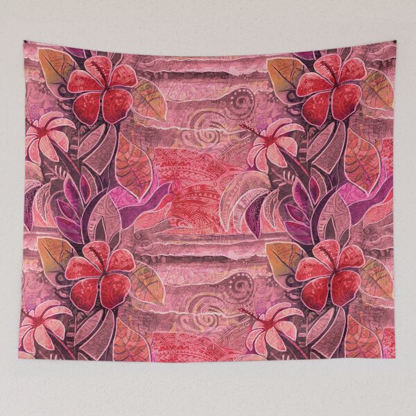 Item preview, Hawaiian Red Sunset Abstract - Tropical Floral, Ocean & Sky Art designed and sold by sunnthreads.