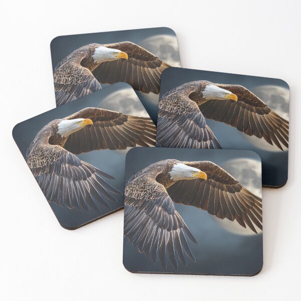 Item preview, Majestic Eagle Soaring Near Full Moon at Nighttime designed and sold by Artessie.