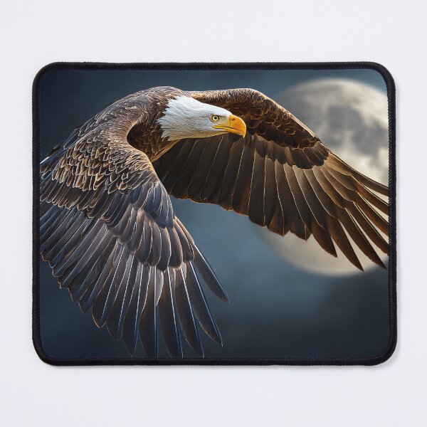 Item preview, Majestic Eagle Soaring Near Full Moon at Nighttime designed and sold by Artessie.
