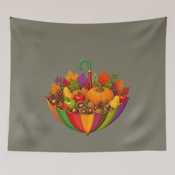 Item preview, Autumn Harvest Umbrella – Colorful Fall Fruits & Pumpkin designed and sold by Aimetoi.