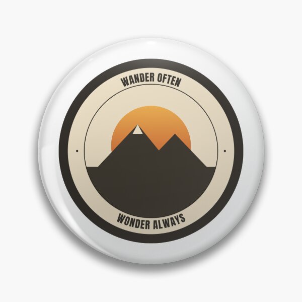 Item preview, Wander Often Wonder Always Retro Mountain Badge designed and sold by Faissal SBIAA.
