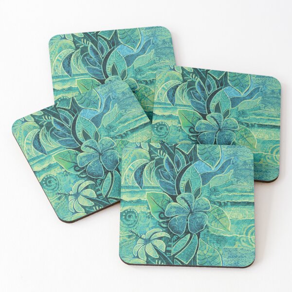 Item preview, Teal Hawaiian Lagoon Abstract - Tropical Floral, Ocean & Sky Art designed and sold by sunnthreads.