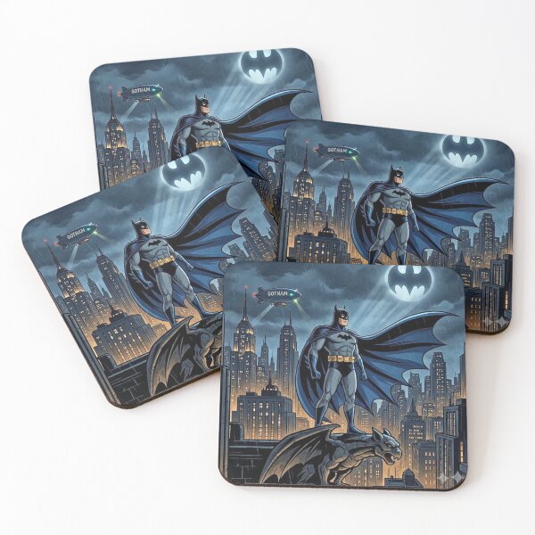 Item preview, Dark Knight Guardian Over Gotham City | Epic Superhero Comic Art | Night Skyline Illustration designed and sold by lavanya11.