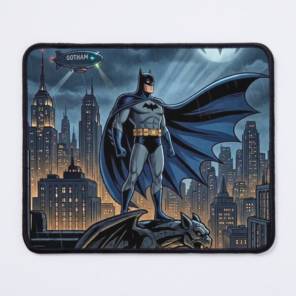 Item preview, Dark Knight Guardian Over Gotham City | Epic Superhero Comic Art | Night Skyline Illustration designed and sold by lavanya11.