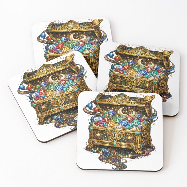 Item preview, Zodiac Treasure Chest | Celestial Astrology Relics | Cosmic Fantasy Art designed and sold by irfanshikh.