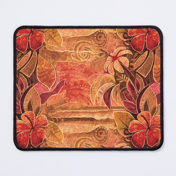 Item preview, Vintage Orange Hawaiian Sunset - Retro Tropical Floral, Ocean & Sky Art designed and sold by sunnthreads.