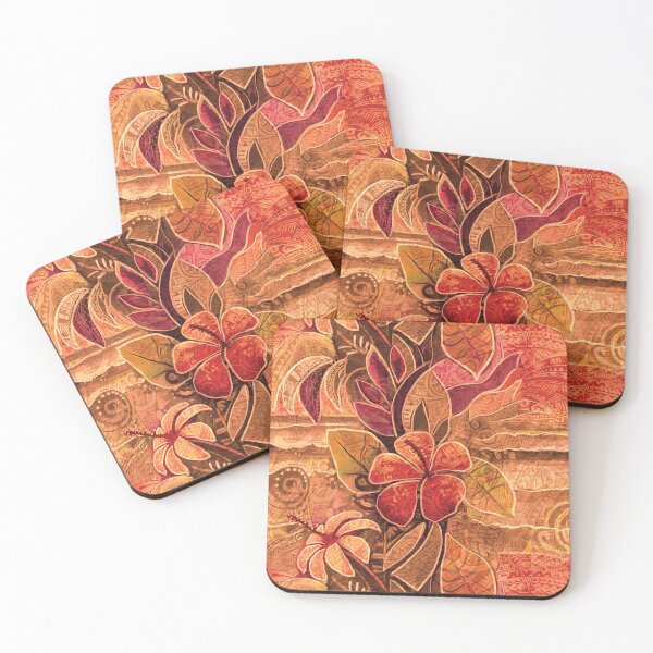 Item preview, Vintage Orange Hawaiian Sunset - Retro Tropical Floral, Ocean & Sky Art designed and sold by sunnthreads.