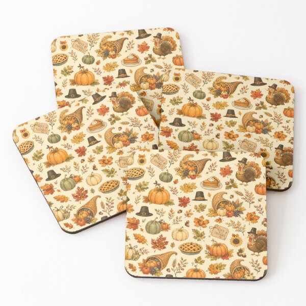 Item preview, Watercolor Thanksgiving Pattern | Pumpkin, Turkey & Fall Leaves Seamless Autumn Design designed and sold by DreamPixelPrint.