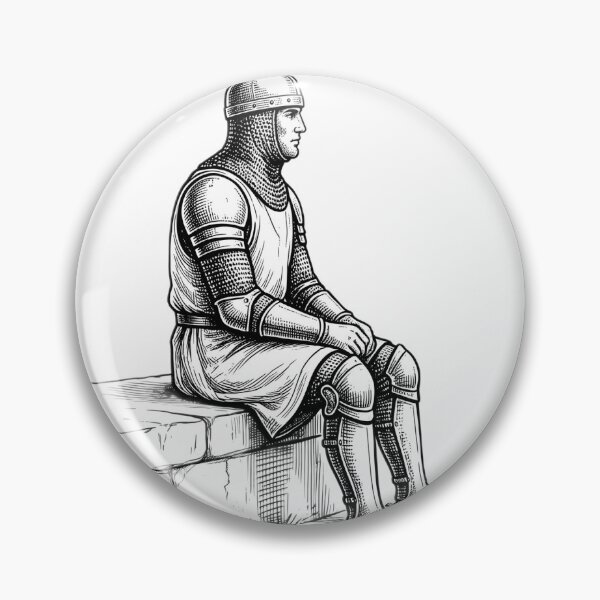 Item preview, Lonely Medieval Knight Resting Vintage Engraving designed and sold by CodePaws Creations.