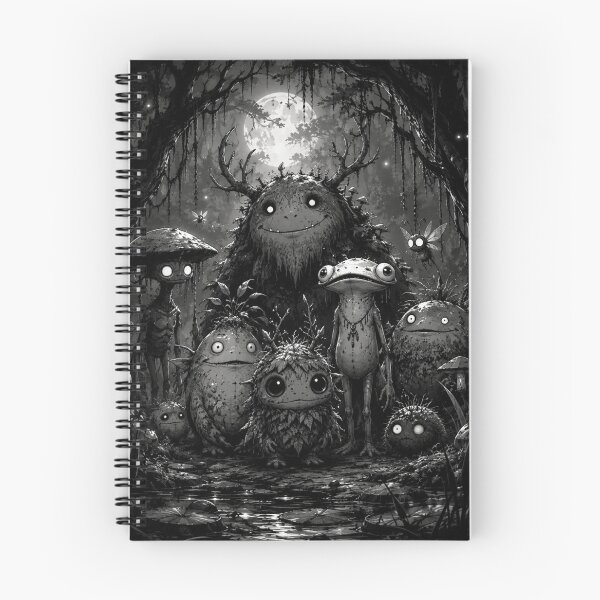 Item preview, Midnight Swamp Creatures – Dark Fantasy Forest Monsters B&W Manga Art Print designed and sold by @SHINTOSARTSTORE.