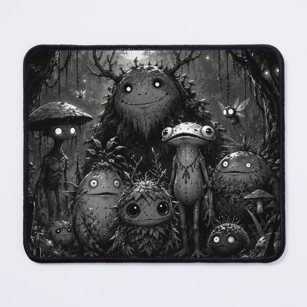 Item preview, Midnight Swamp Creatures – Dark Fantasy Forest Monsters B&W Manga Art Print designed and sold by @SHINTOSARTSTORE.
