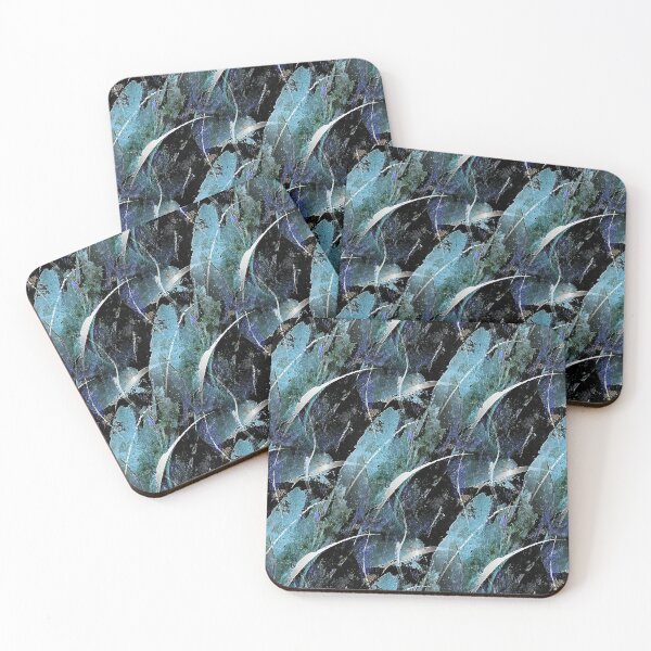 Item preview, Autumn Leaves Grunge Abstract in Golden Light Blue designed and sold by Artistestella.
