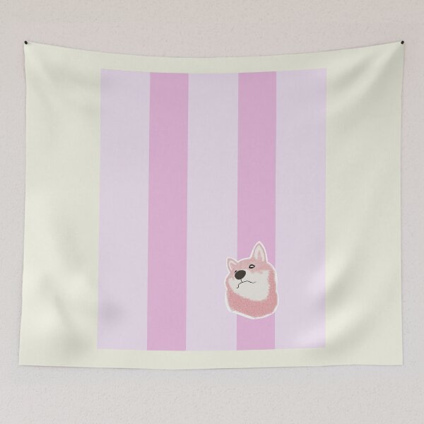 Item preview, Thick stripe (light pink, pink) with Shiba Inu designed and sold by ShibaCruise-On.
