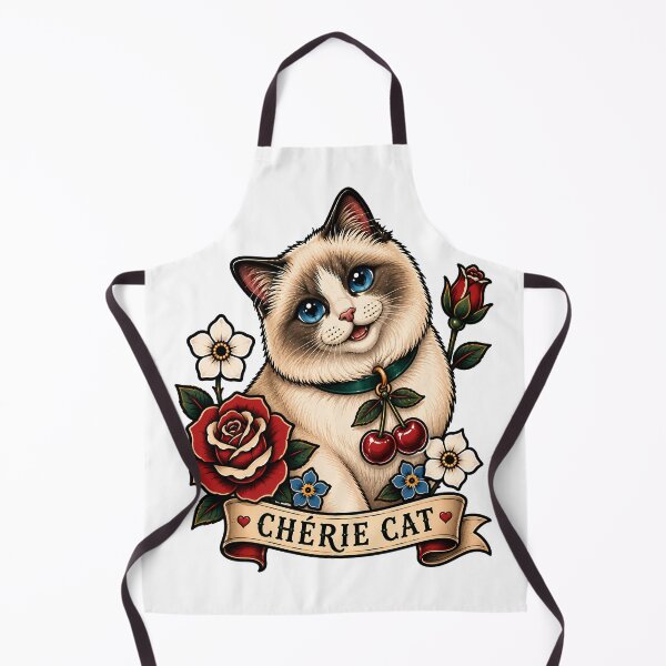 Item preview, Cherie Cat Cute Ragdoll Cherry Vintage Tattoo designed and sold by Old's Cool Cat Studio.