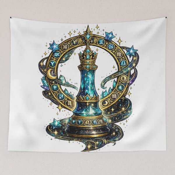 Item preview, Zodiac Crystal Chess King | Celestial Astrology Piece | Fantasy Galaxy Art designed and sold by irfanshikh.