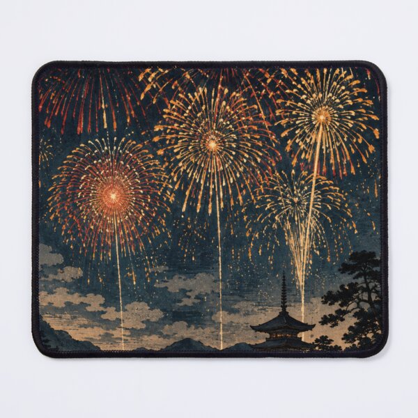 Item preview, Fireworks Over Japanese Temple designed and sold by  Silent Japan Studio.