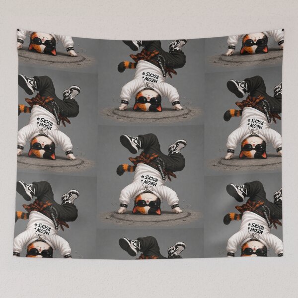 Item preview, Catrio Next Gen Calico Cat Breakdance Headspin designed and sold by Mindworx21.