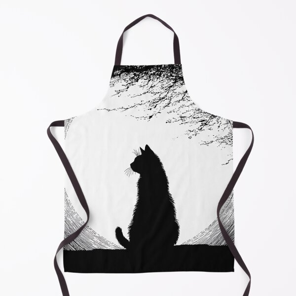 Item preview, Black Cat Silhouette Full Moon Woodcut Linocut Engraving Art designed and sold by GrinGalore.