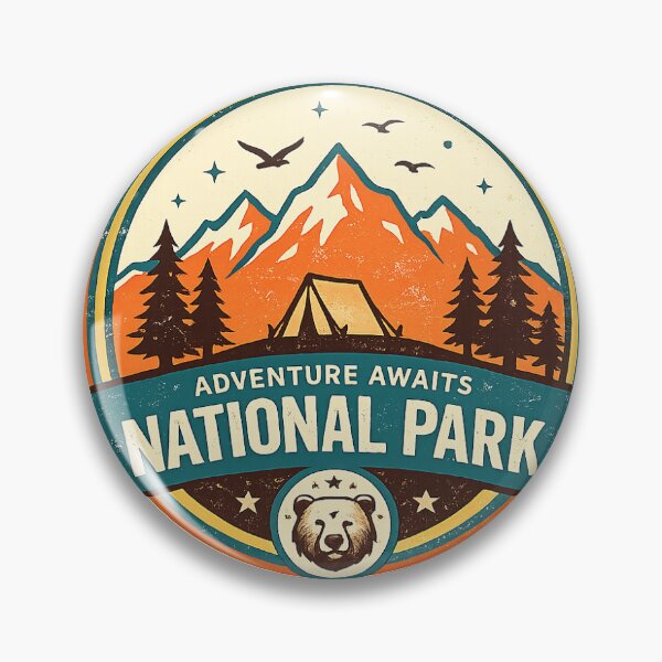 Item preview, Vintage National Park Adventure Awaits Badge designed and sold by CodePaws Creations.