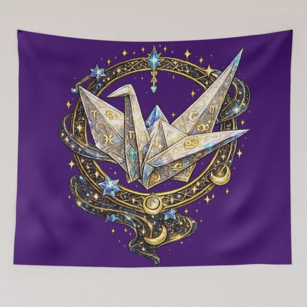 Item preview, Celestial Zodiac Origami Crane | Cosmic Paper Bird | Fantasy Astrology Art designed and sold by irfanshikh.