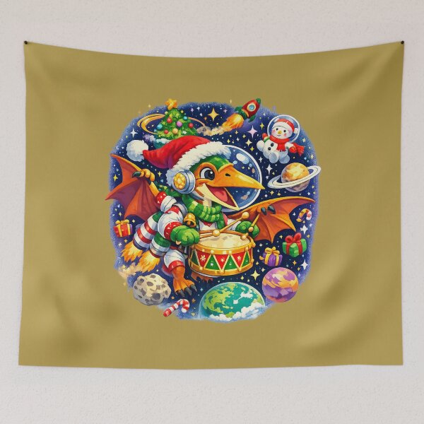 Item preview, Whimsical Dinosaur Christmas Space Adventure designed and sold by annenambiro.