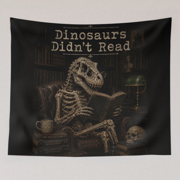 Item preview, Dinosaurs Didn't Read Dark Academia Skeleton T-Rex Reading Library Shirt designed and sold by Yellowriversss.