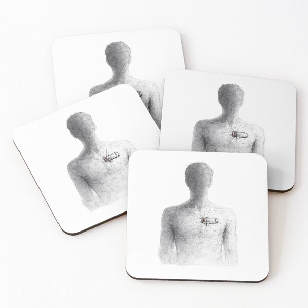 Item preview, Low Battery Exhausted Human Chest Conceptual Graphite Drawing designed and sold by DesignsCreative.