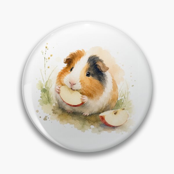 Item preview, Tricolor guinea pig eating an apple designed and sold by JardinAquarel.
