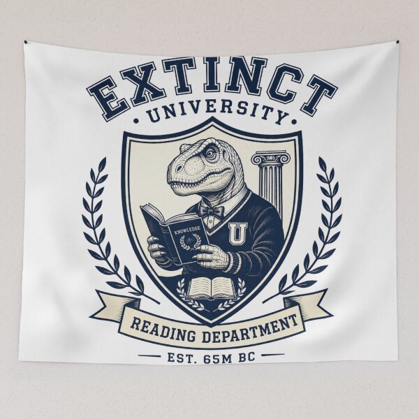 Item preview, Extinct University Reading Department Funny Dinosaur Teacher Crest Shirt designed and sold by Yellowriversss.
