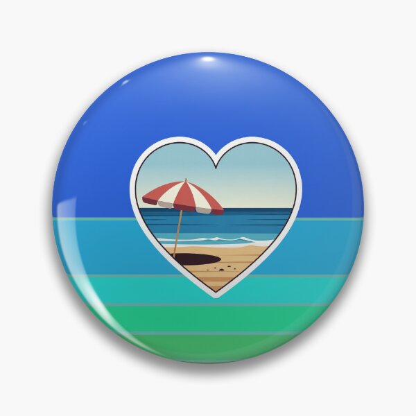 Item preview, Retro Beach Stripes with Beachy Coastal Heart and Beach Umbrella designed and sold by Beachy.
