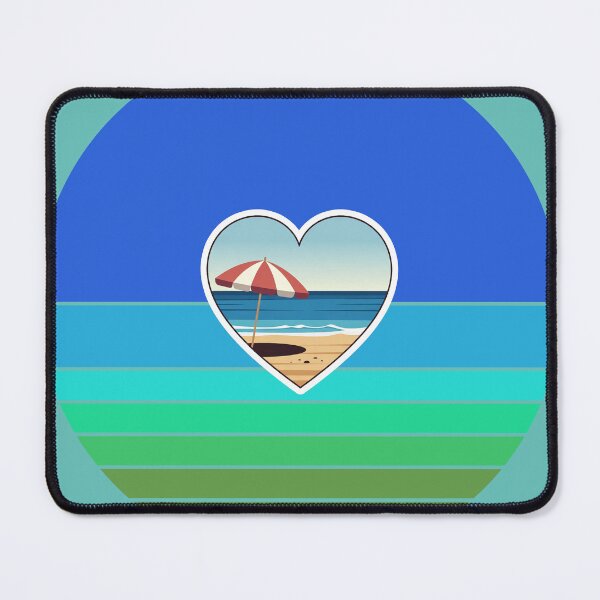 Item preview, Retro Beach Stripes with Beachy Coastal Heart and Beach Umbrella designed and sold by Beachy.