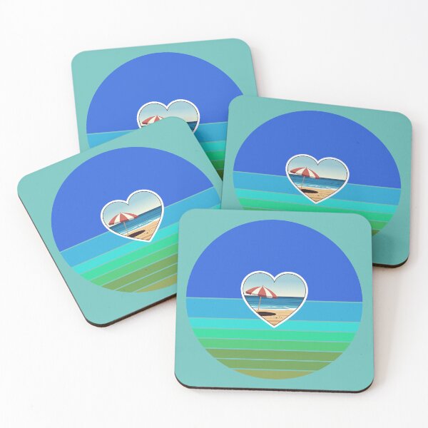 Item preview, Retro Beach Stripes with Beachy Coastal Heart and Beach Umbrella designed and sold by Beachy.