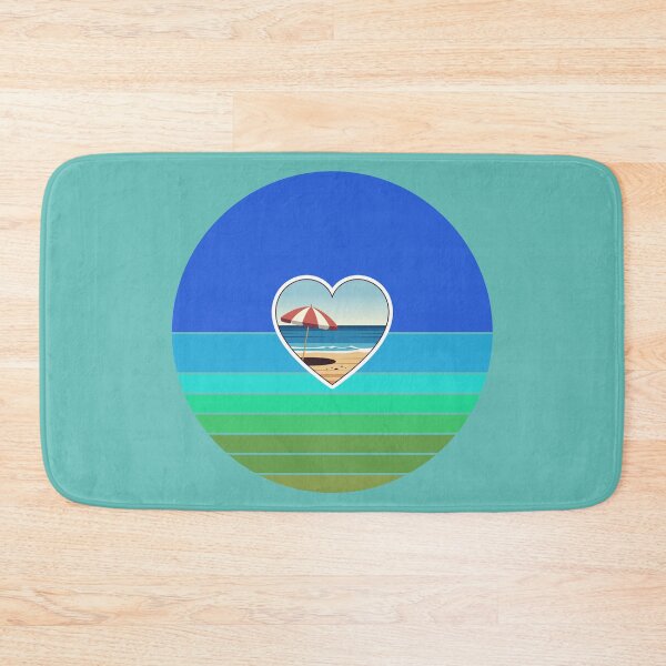 Item preview, Retro Beach Stripes with Beachy Coastal Heart and Beach Umbrella designed and sold by Beachy.
