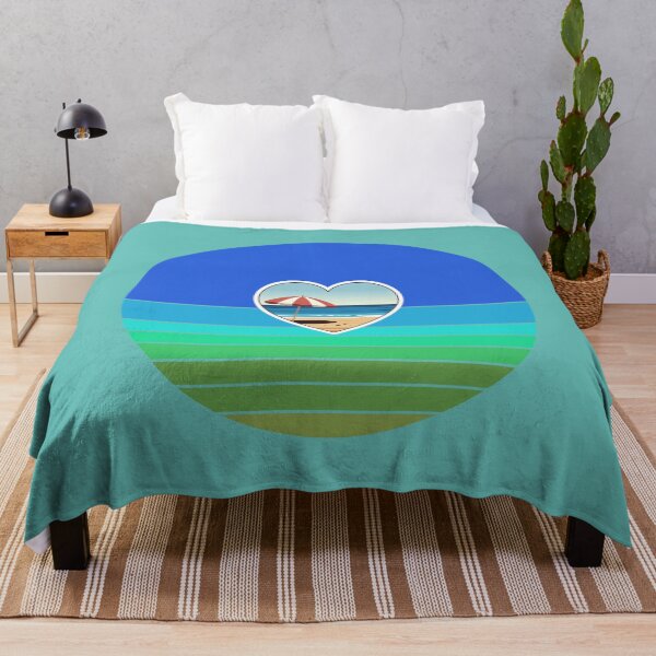 Item preview, Retro Beach Stripes with Beachy Coastal Heart and Beach Umbrella designed and sold by Beachy.