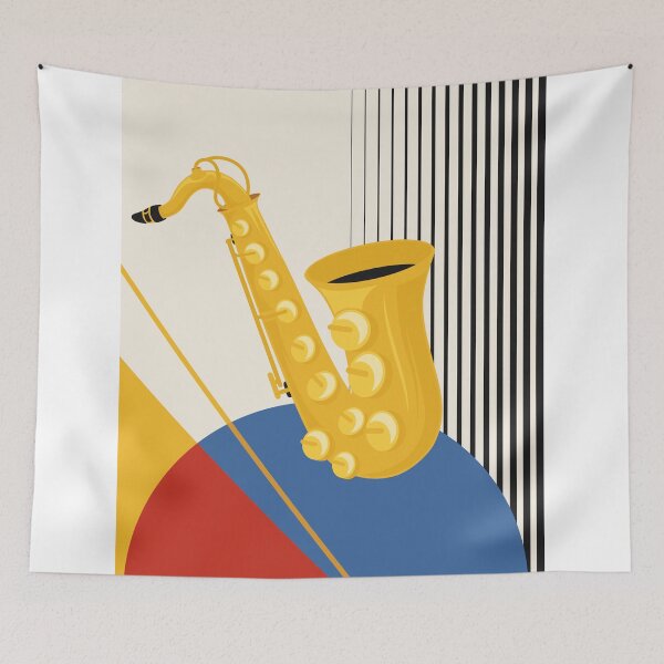 Item preview, Bauhaus Saxophone Print | Geometric Mid Century Modern Music Illustration | Abstract Jazz Design designed and sold by Studio pod Burom.